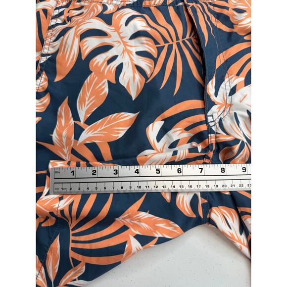 Onia Men's The Calder Swim Trunk Shorts Tropical Floral Orange/Navy MEDIUM - Picture 8 of 11
